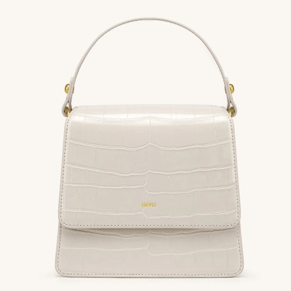 JW PEI Handbags - JW PEI CREAM CROC CROSSBODY FLAP BAG Top Handle
